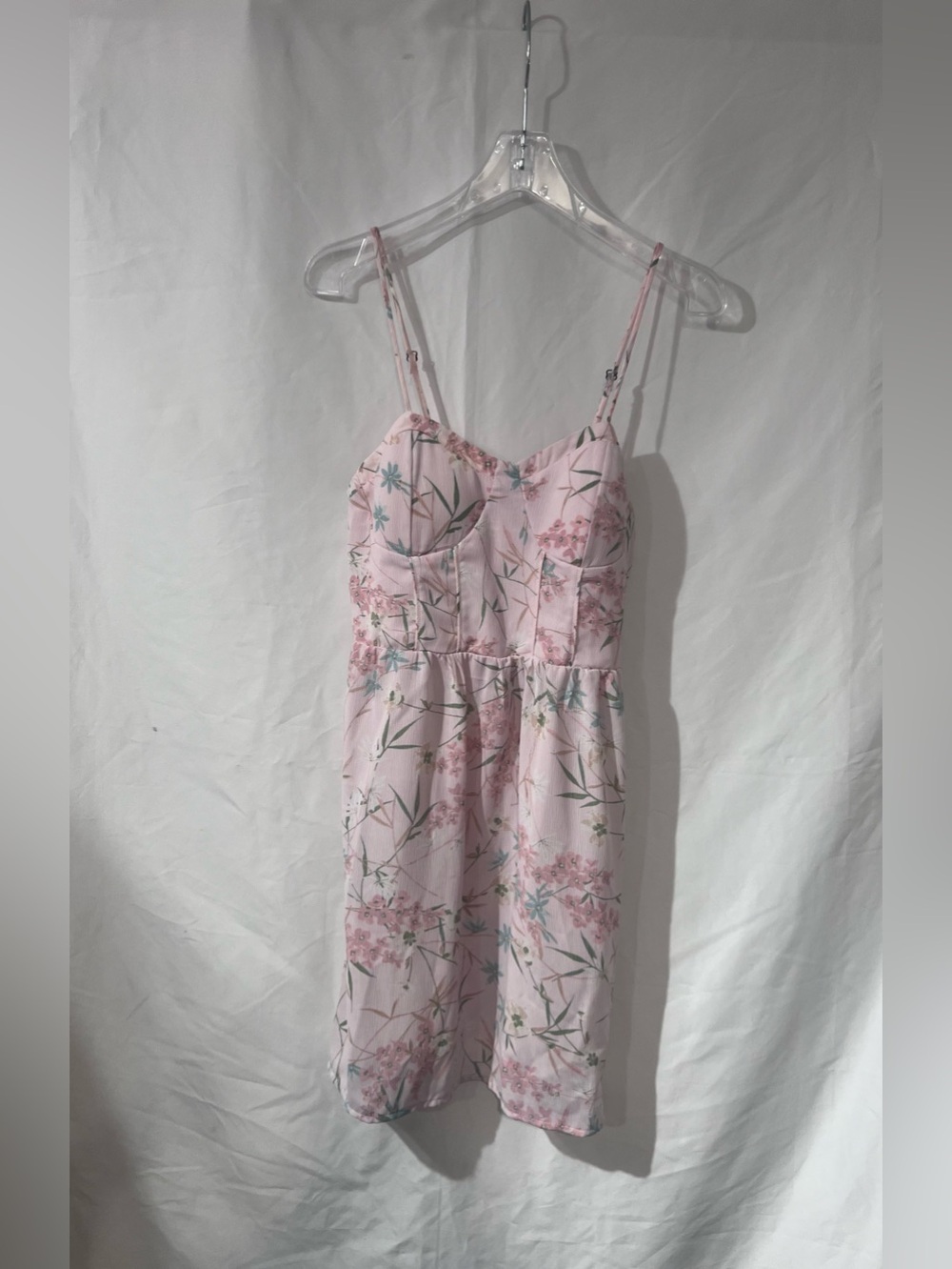 Xhilaration Pink Floral Satin Slip Dress with Adjustable Straps
